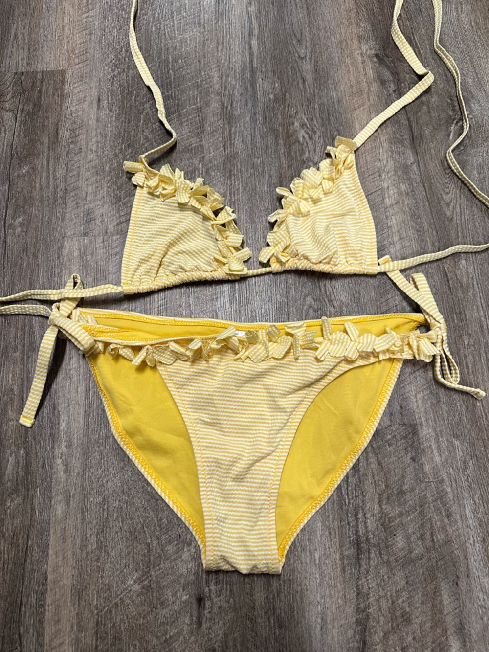 Yellow Ruffle Trim Two-Piece Bikini